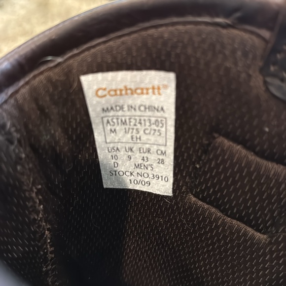 Carhartt brown men’s leather boots stock no. 3910 steel toe pull on work boots - Picture 2 of 9